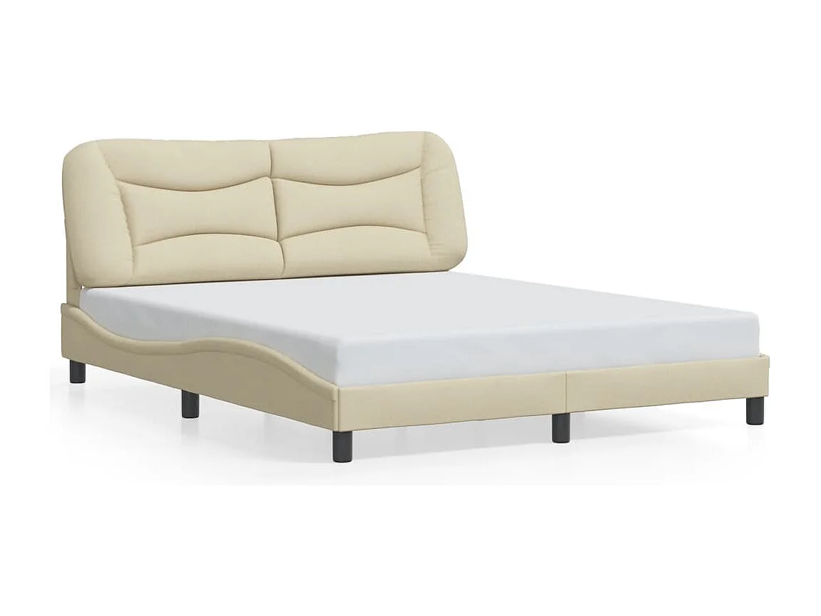 Bettgestell mit LED ohne Matratze creme 160x200 cm Stoff