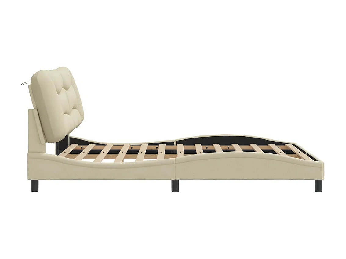 Bettgestell mit LED ohne Matratze creme 160x200 cm Stoff