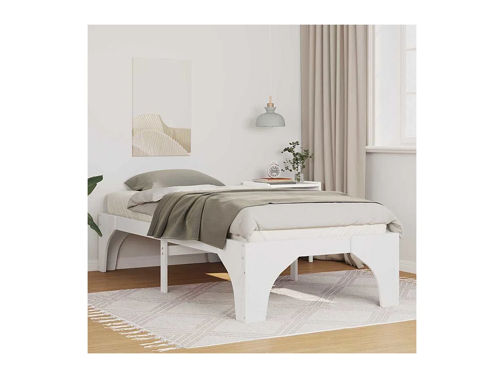 Verhoogd bedframe wit 80 x 200 cm massief grenenhout