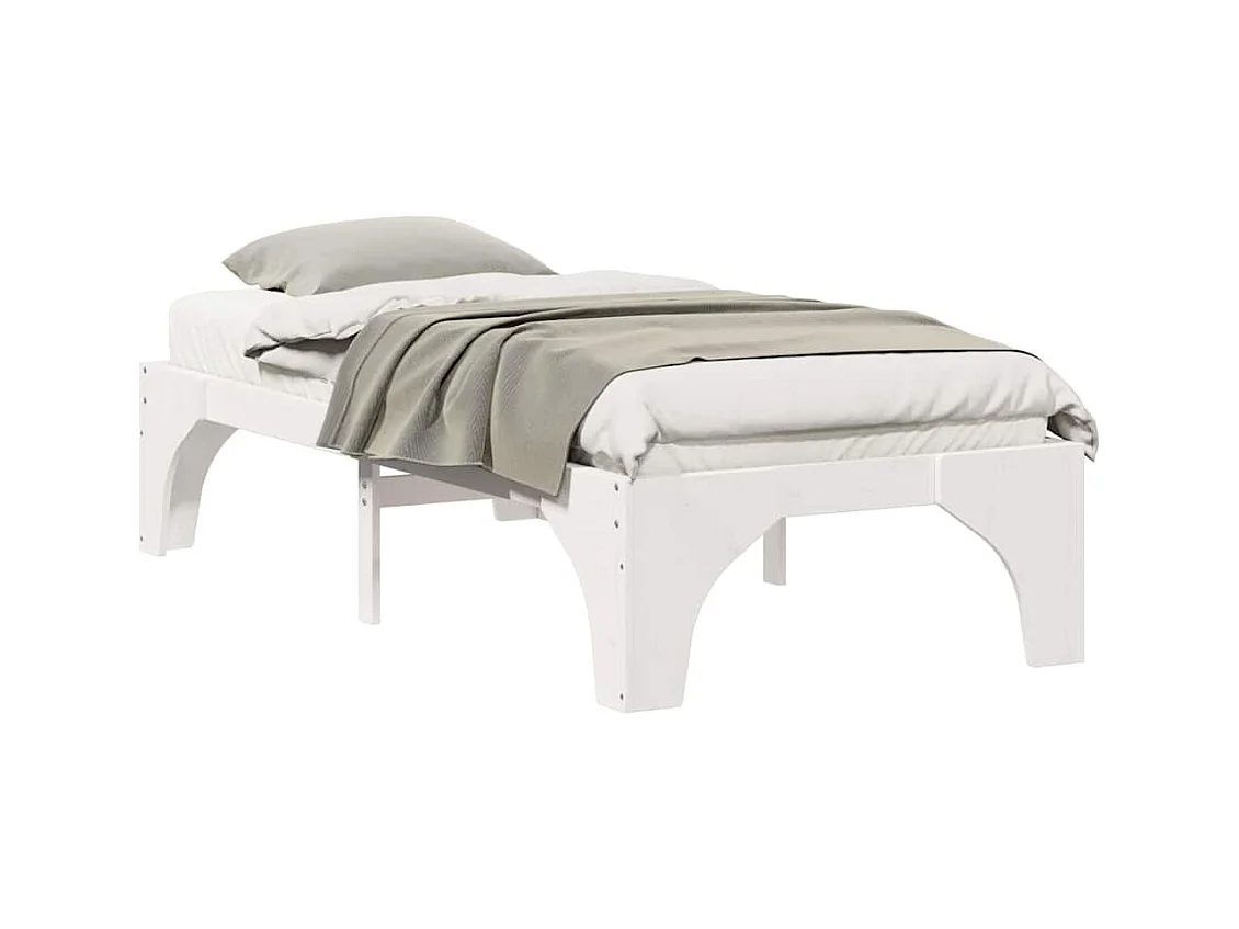 Verhoogd bedframe wit 80 x 200 cm massief grenenhout