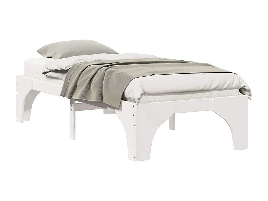 Marco de cama elevada blanco 80 x 200 cm madera maciza de pino