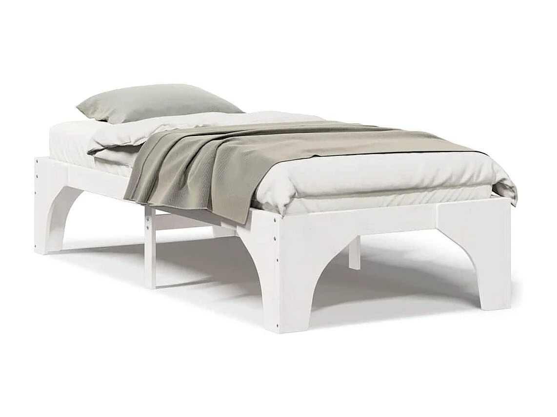 Marco de cama elevada blanco 80 x 200 cm madera maciza de pino
