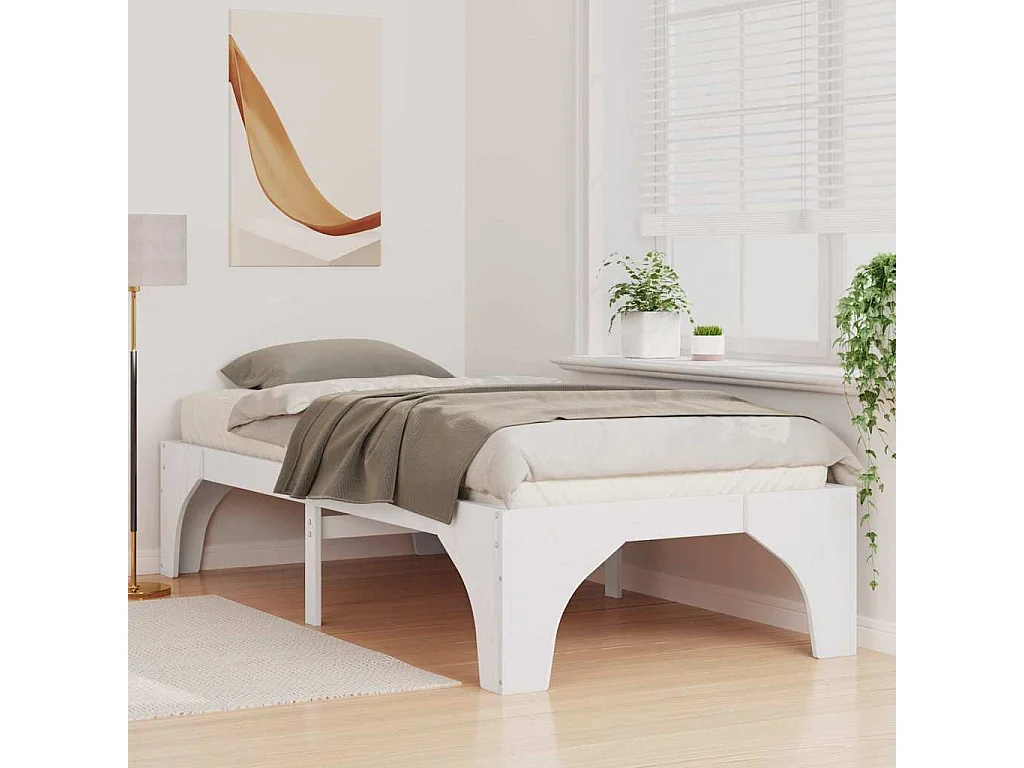 Marco de cama elevada blanco 80 x 200 cm madera maciza de pino