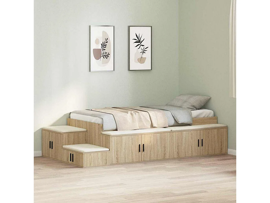 Bedframe met opbergruimte Sonoma Oak 244 x 127 x 53,5 cm