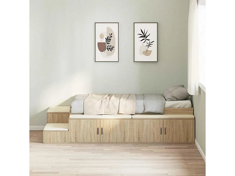 Cadre de lit avec rangement Chêne Sonoma 244 x 127 x 53.5 cm