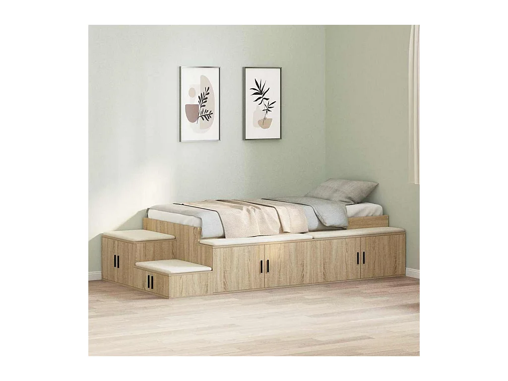 Bedframe met opbergruimte Sonoma Oak 244 x 118 x 53,5 cm