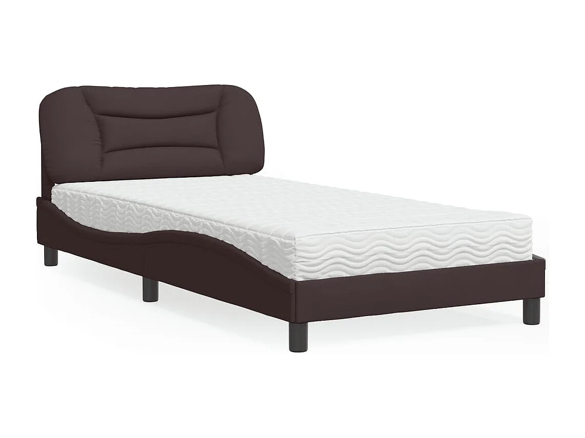 Bett mit dunkelbrauner Matratze 100x200 cm Stoff