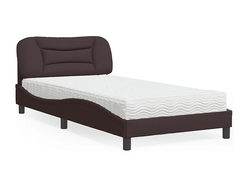 Letto con materasso marrone scuro 100x200 cm tessuto