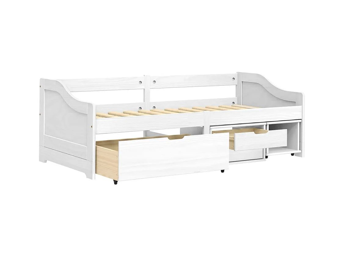 Dagbed met 3 lades zonder matras IRUN wit 90x200 cm