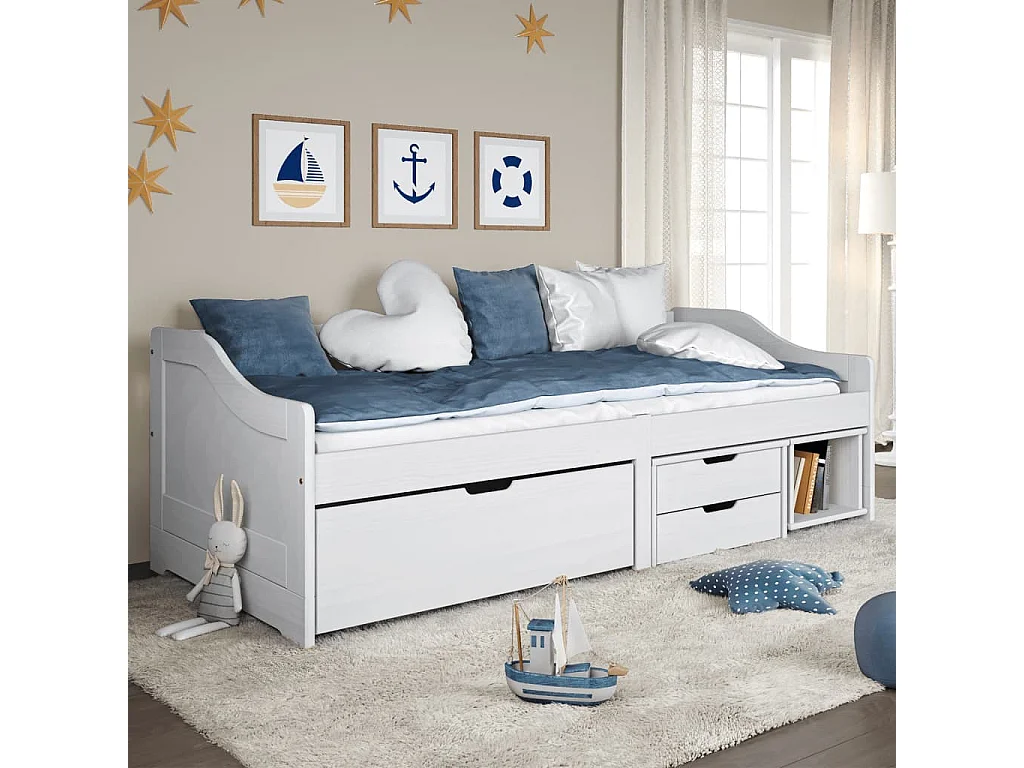 Cama de día con 3 cajones sin colchón IRUN blanco 90x200 cm