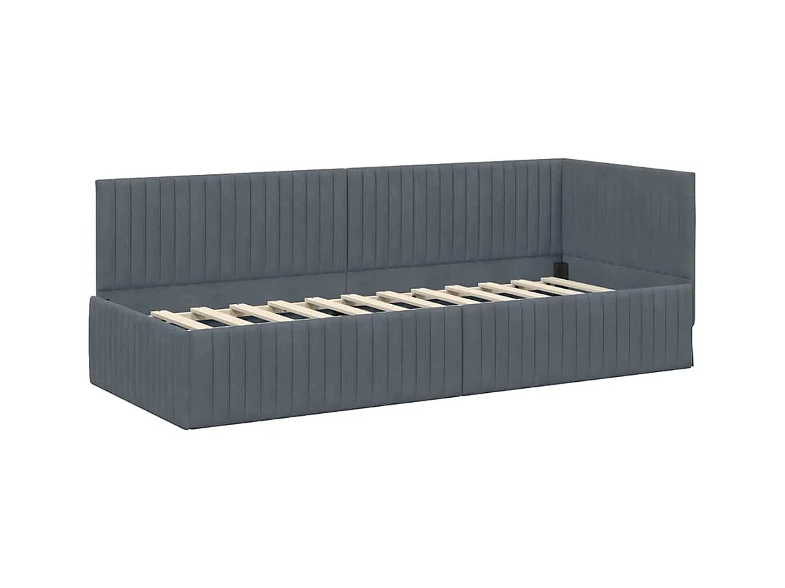 Donkergrijs hoekbedframe 80 x 200 cm fluweel