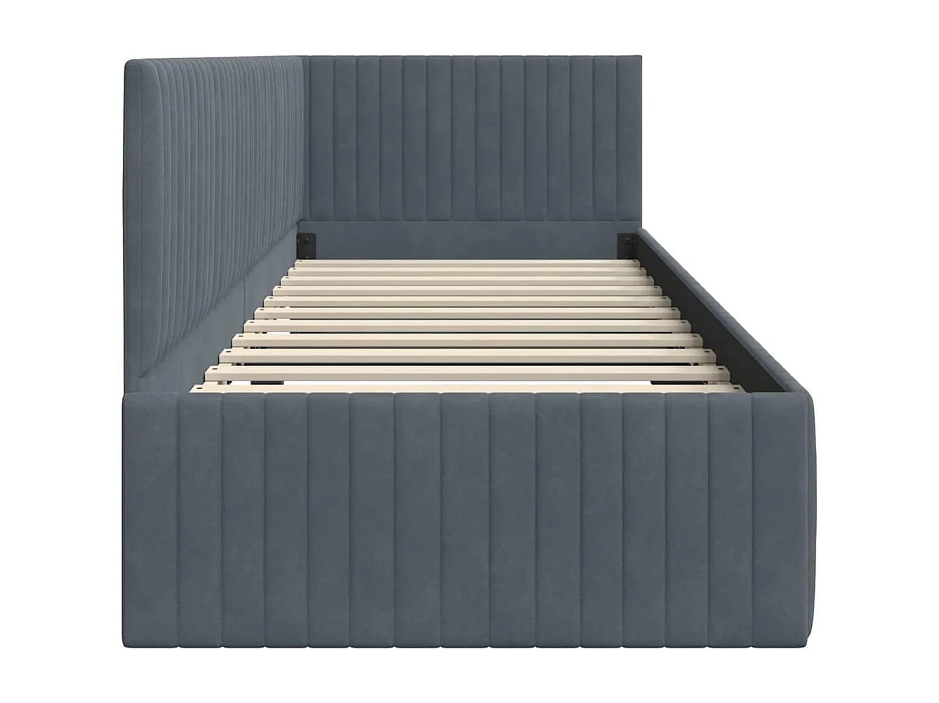 Donkergrijs hoekbedframe 80 x 200 cm fluweel