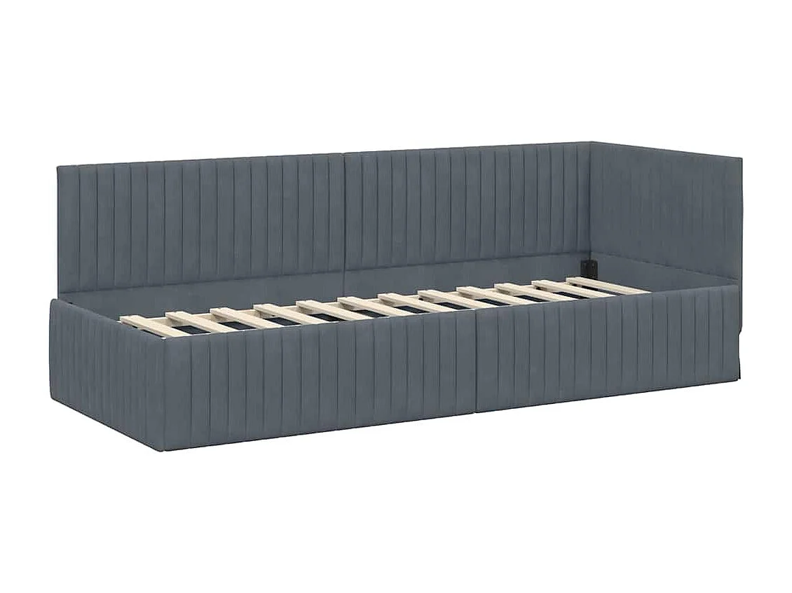 Cadre de lit d'angle Gris foncé 80 x 200 cm Velours