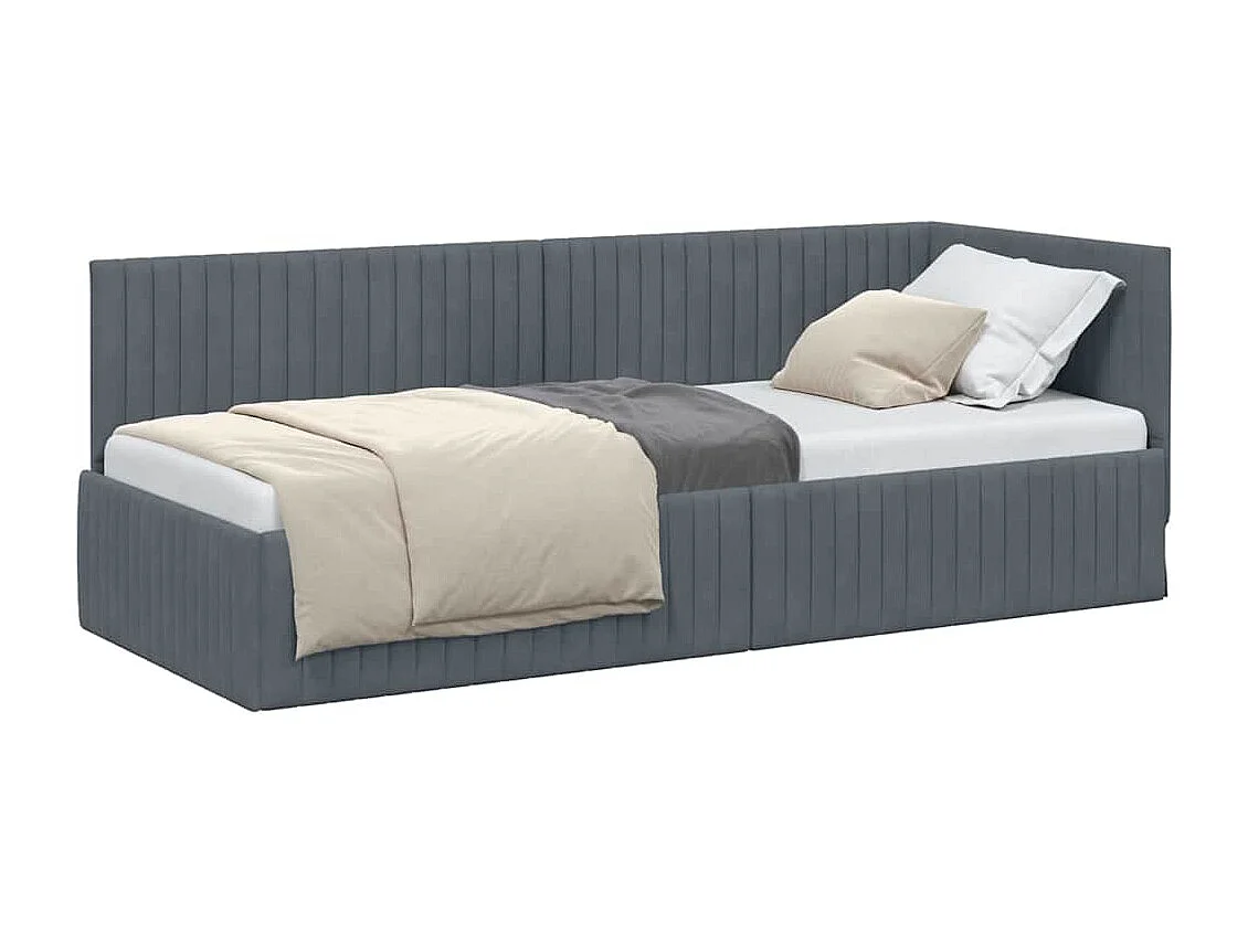 Cadre de lit d'angle Gris foncé 80 x 200 cm Velours