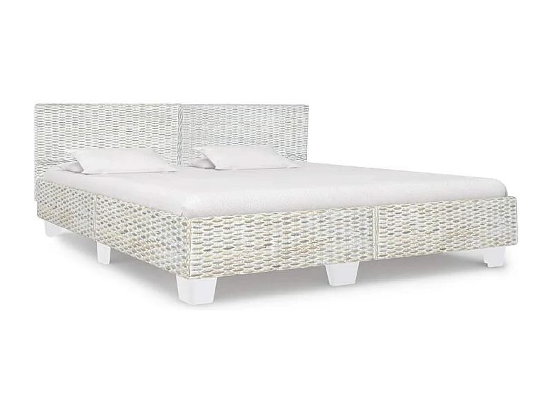 Cadre de lit sans matelas Gris Rotin naturel 180x200 cm