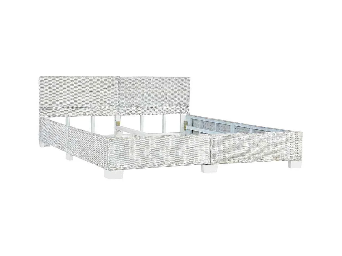 Cadre de lit sans matelas Gris Rotin naturel 180x200 cm