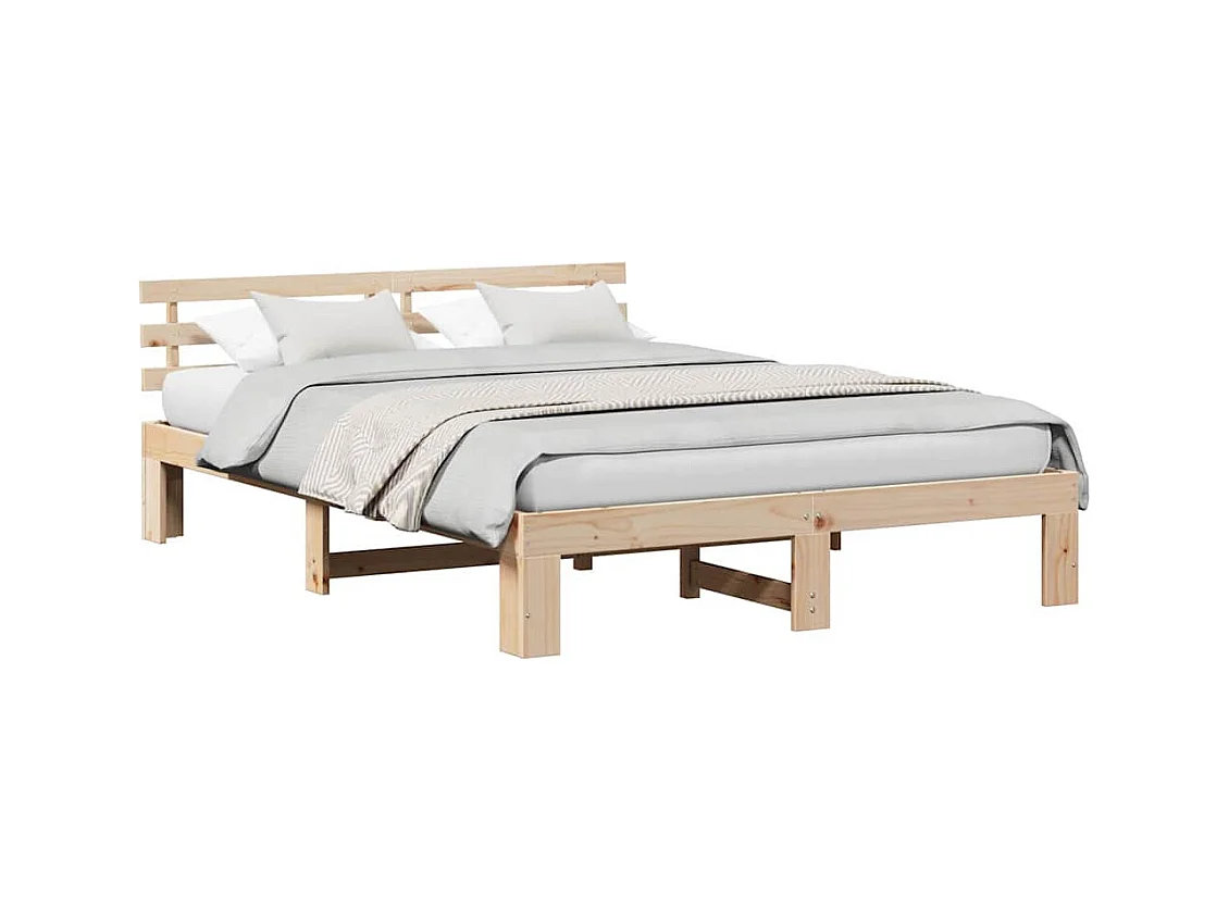 Struttura letto marrone 160 x 200 cm in legno massello di pino