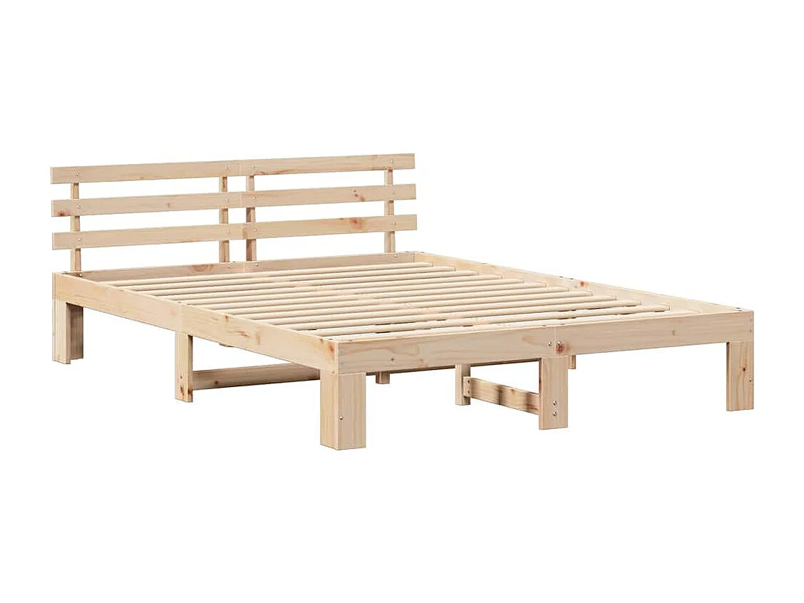 Bettgestell 160 x 200 cm, Kiefer massiv, Braun