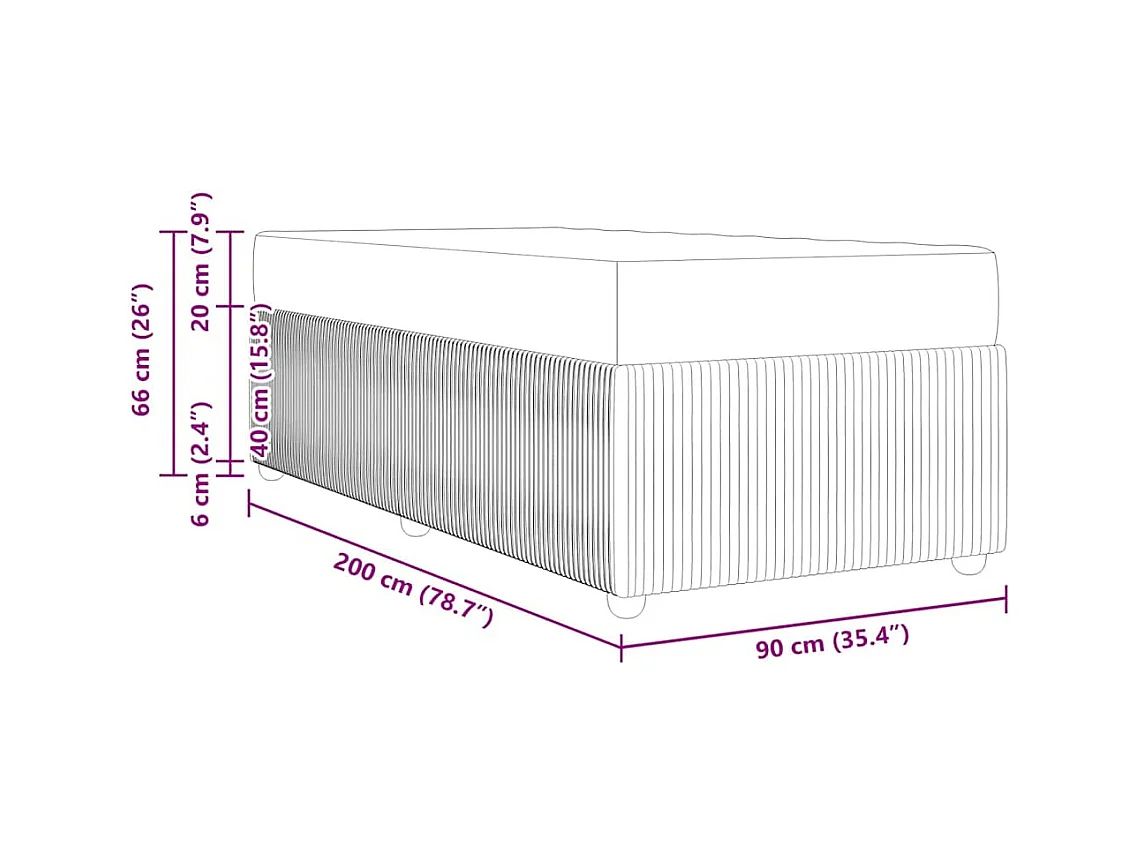 Bedframe met matras met matras Crème 90 x 200 cm stof