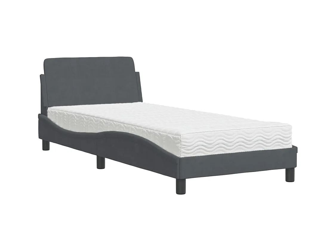 Lit avec matelas gris foncé 80x200 cm velours