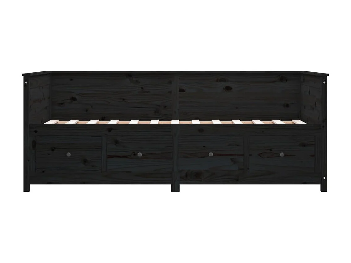 Cama de día sin colchón negro 75x190 cm madera maciza de pino