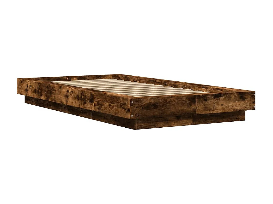 Cadre de lit et lumières LED sans matelas chêne fumé 90x200 cm
