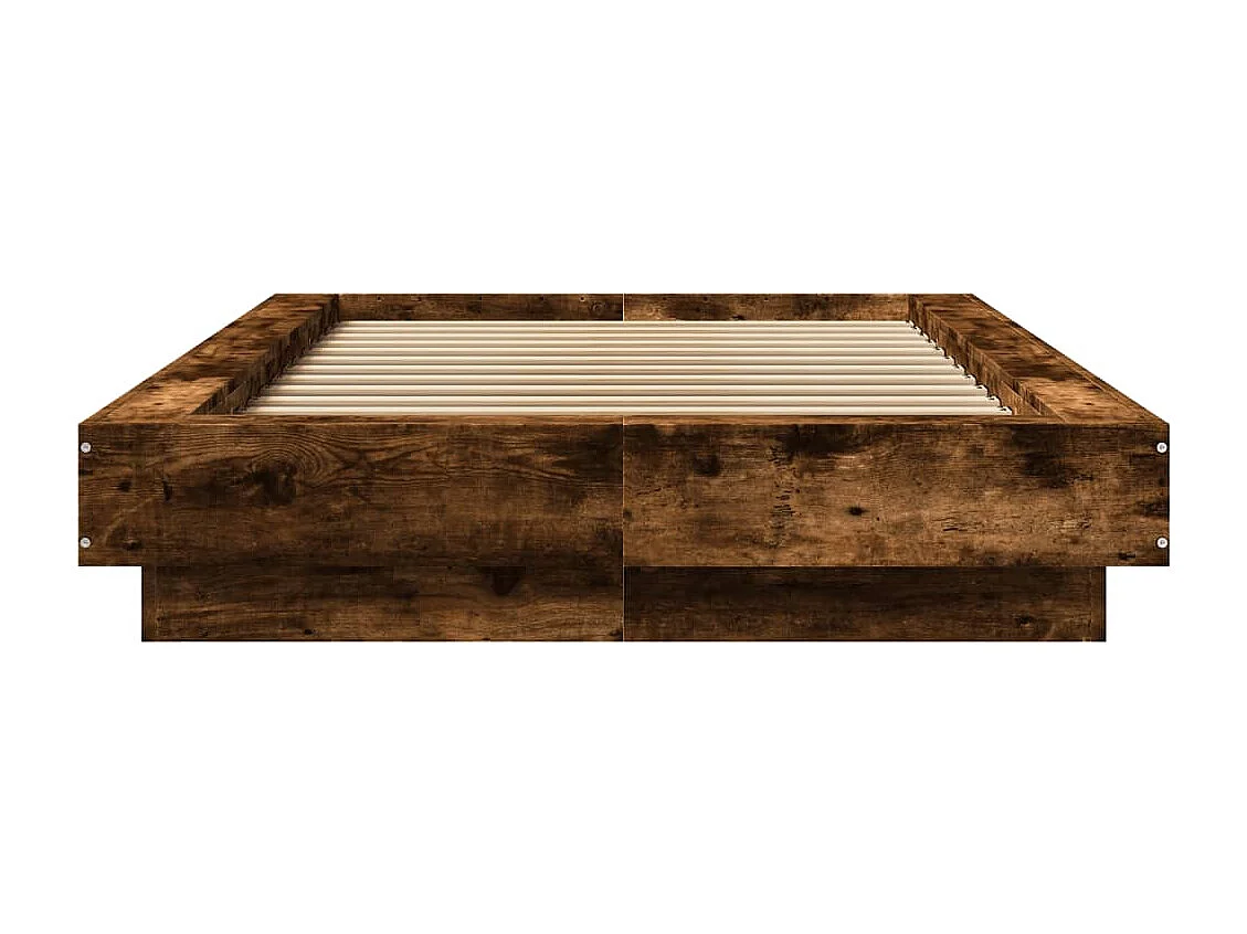 Cadre de lit et lumières LED sans matelas chêne fumé 90x200 cm