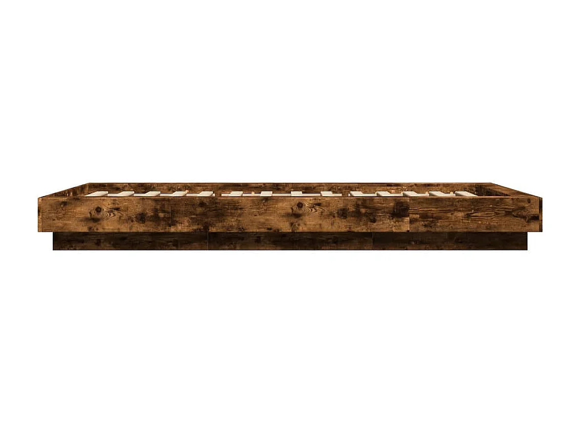 Cadre de lit et lumières LED sans matelas chêne fumé 90x200 cm