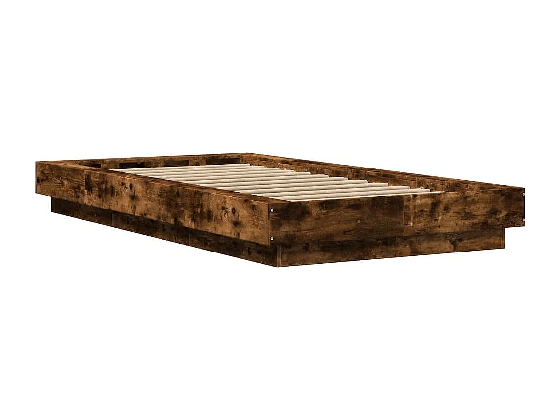 Cadre de lit et lumières LED sans matelas chêne fumé 90x200 cm