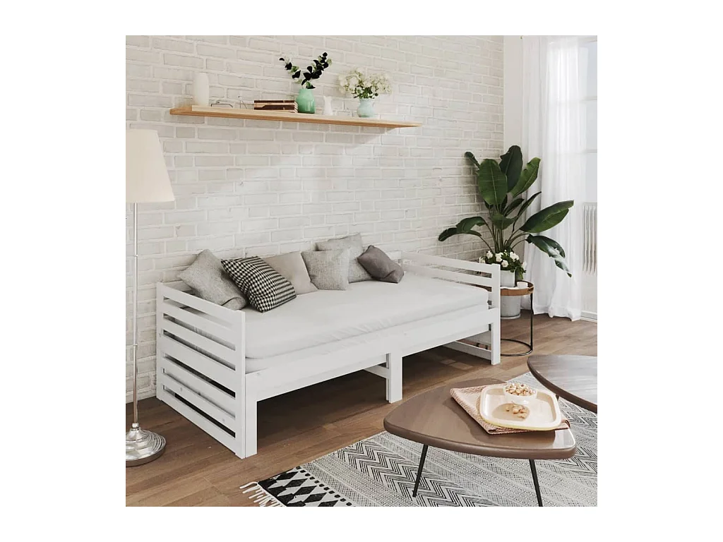 Letto scorrevole senza materasso bianco 2x(90x200) cm