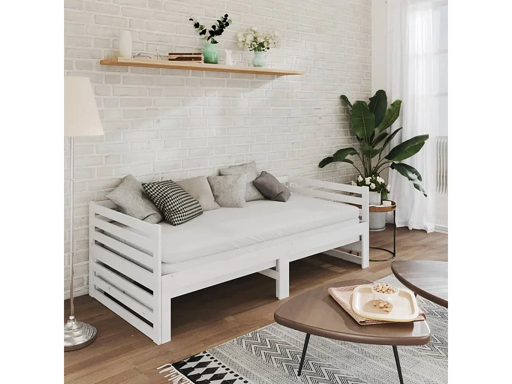 Lit coulissant sans matelas blanc 2x(90x200) cm