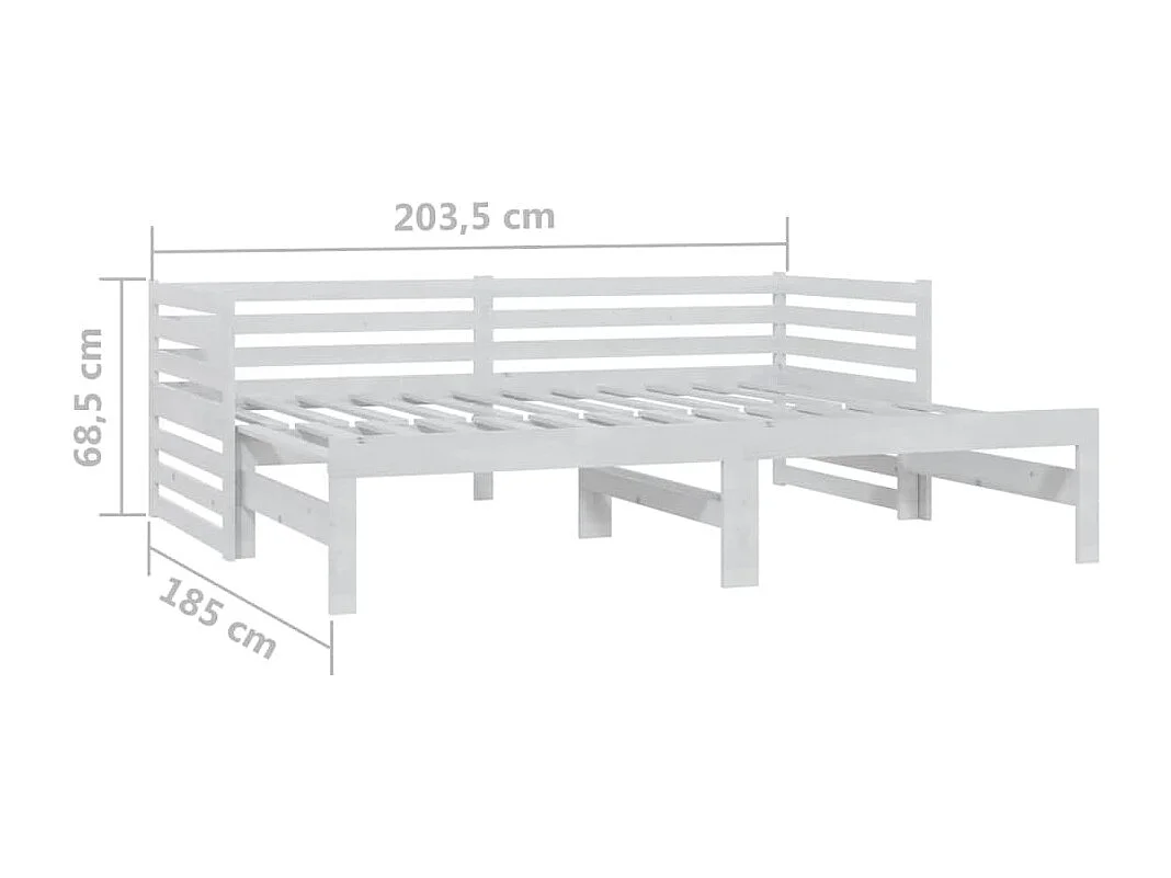 Lit coulissant sans matelas blanc 2x(90x200) cm