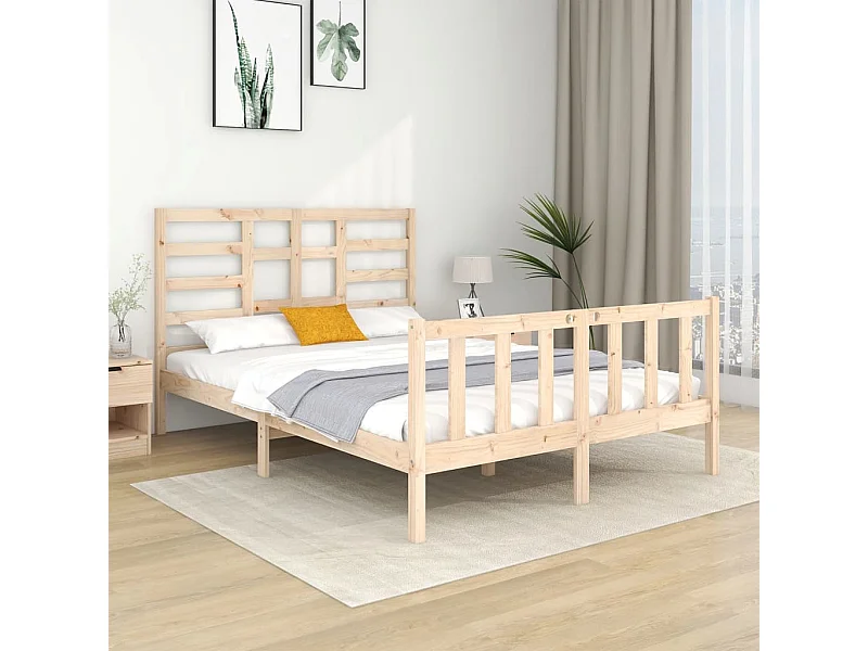 Cadre de lit sans matelas bois massif 140x190 cm