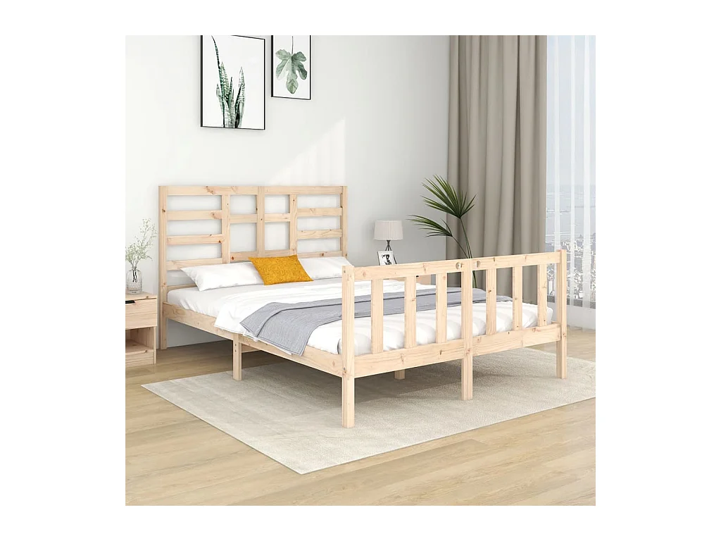 Estructura de cama sin colchón de madera maciza 140x190 cm