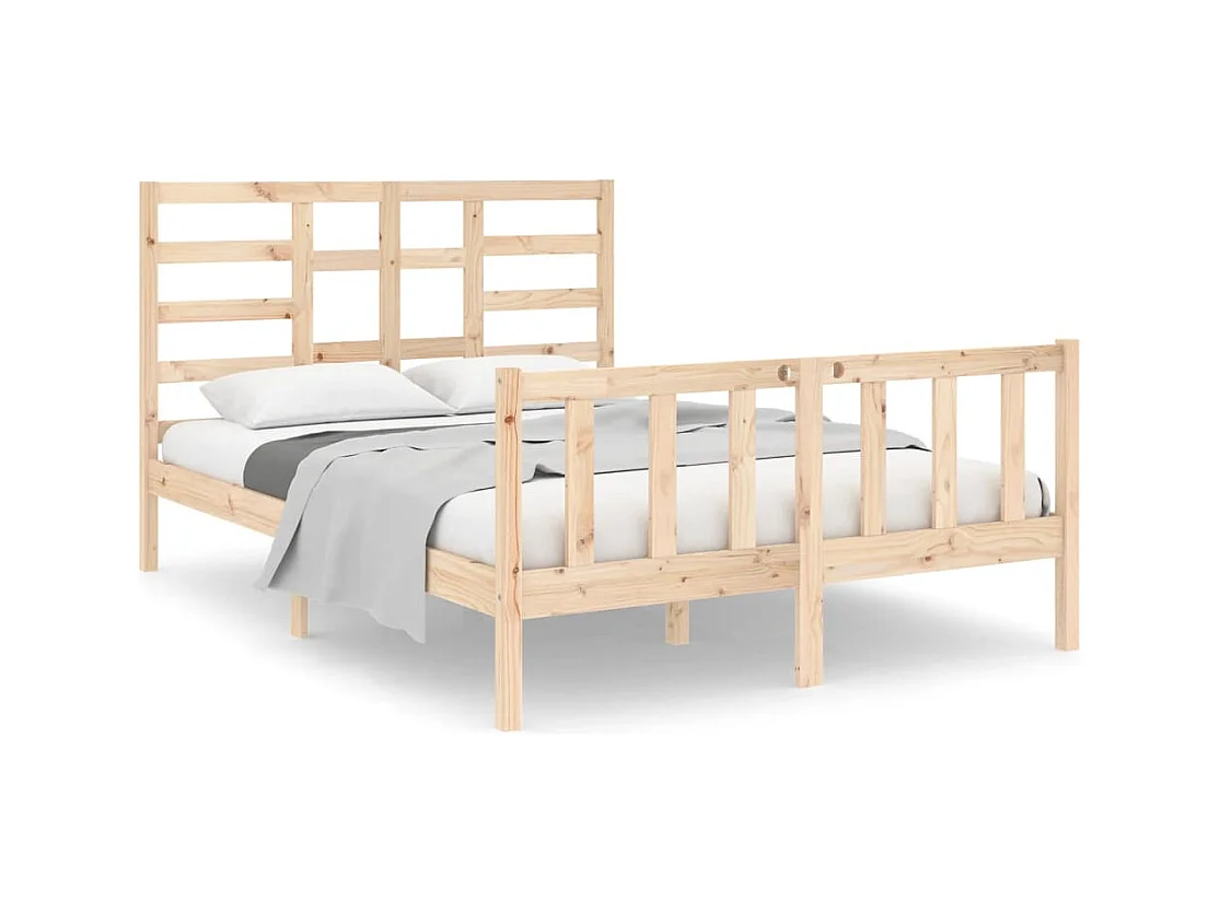 Estructura de cama sin colchón de madera maciza 140x190 cm