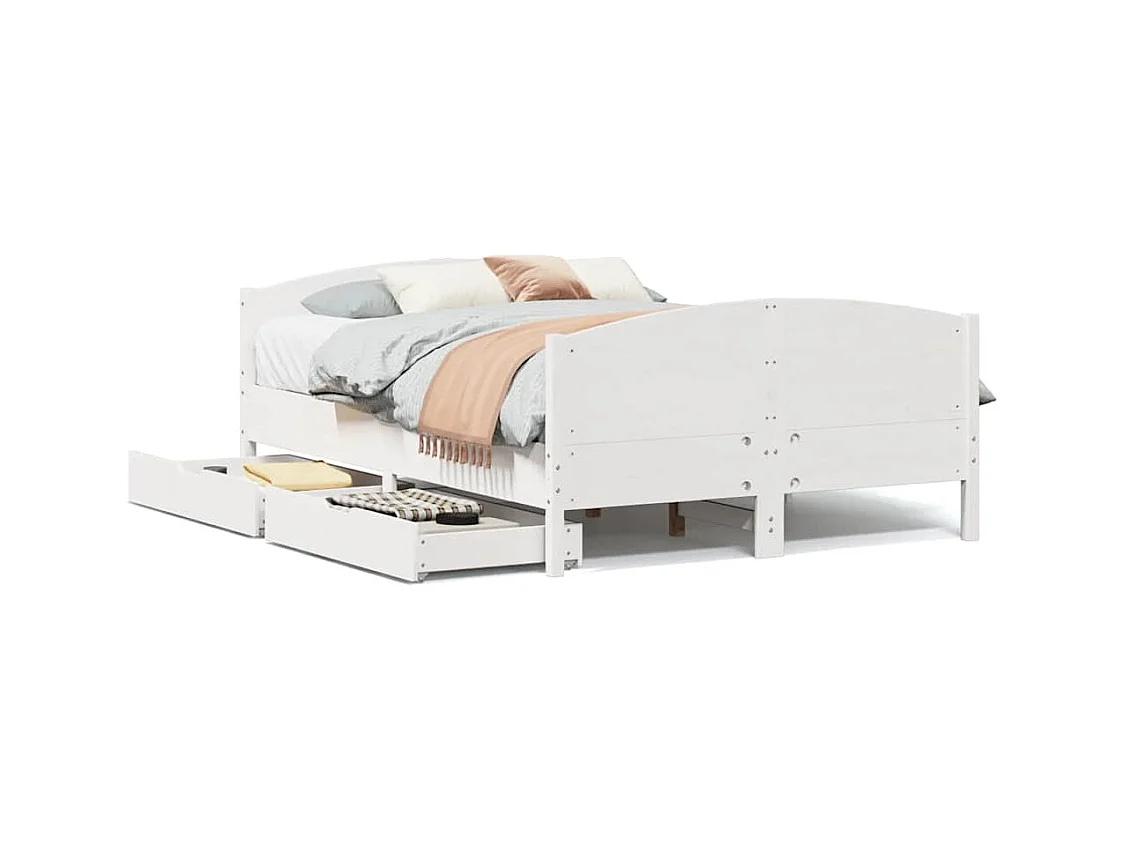 Bedframe zonder matras wit 135x190 cm massief grenenhout