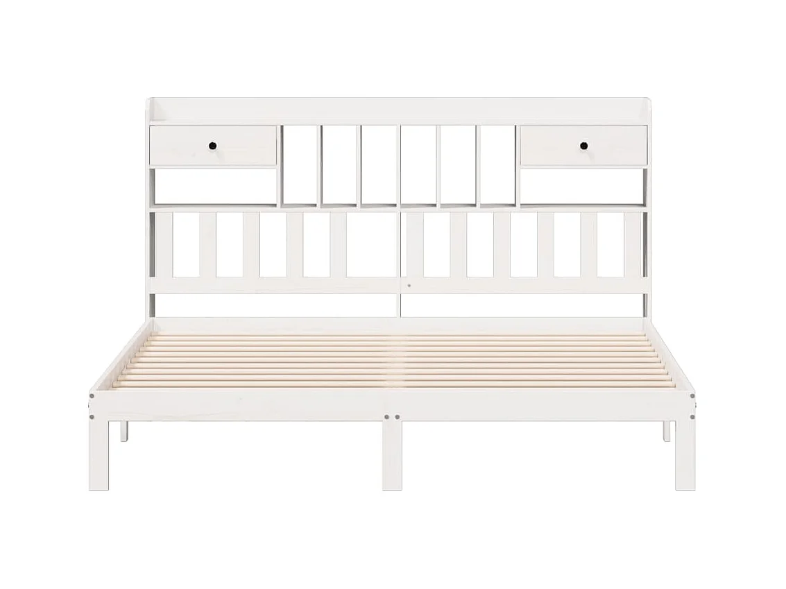 Cama librería blanca sin colchón 180x200 cm madera maciza de pino