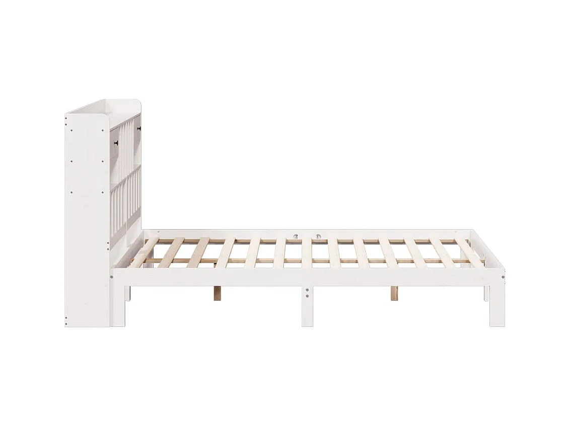 Cama librería blanca sin colchón 180x200 cm madera maciza de pino