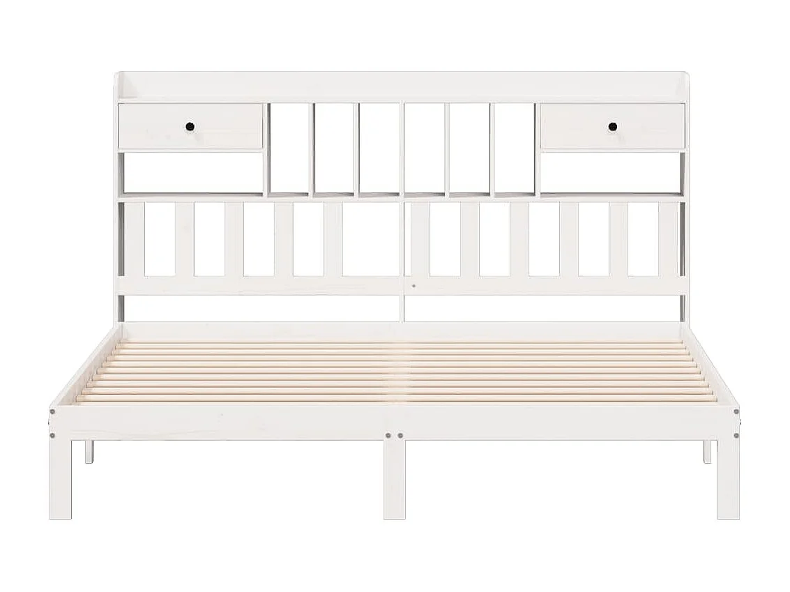 Letto libreria bianco senza materasso 180x200 cm in legno massello di pino
