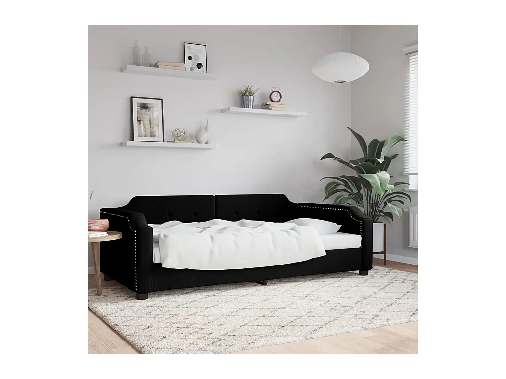 Divano letto senza materasso in tessuto nero 80x200 cm