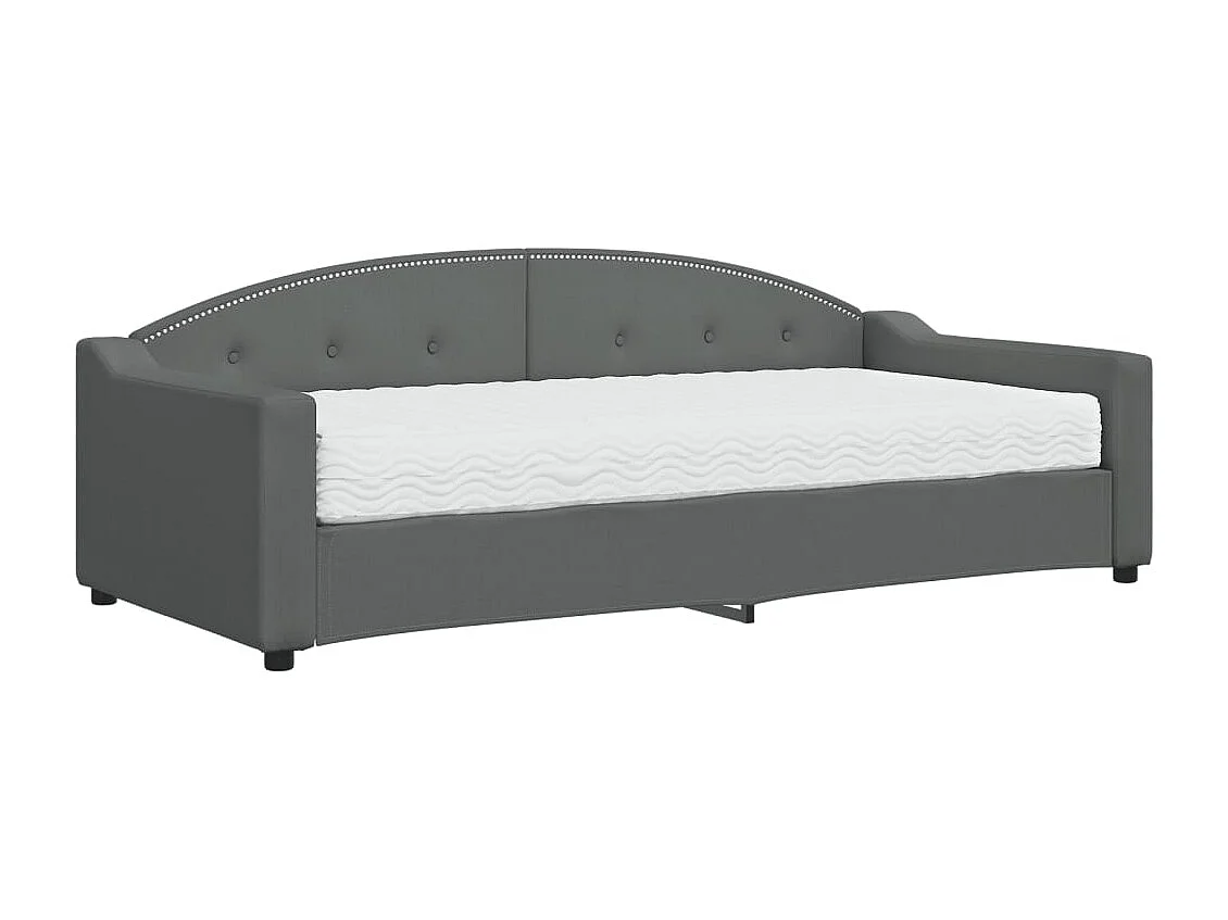 Lit de jour avec matelas gris foncé 90x200 cm tissu