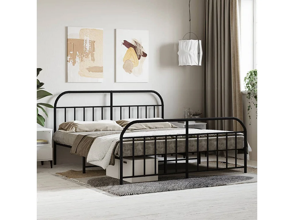 Metalen bedframe zonder matras met zwart voeteneinde 180x200cm