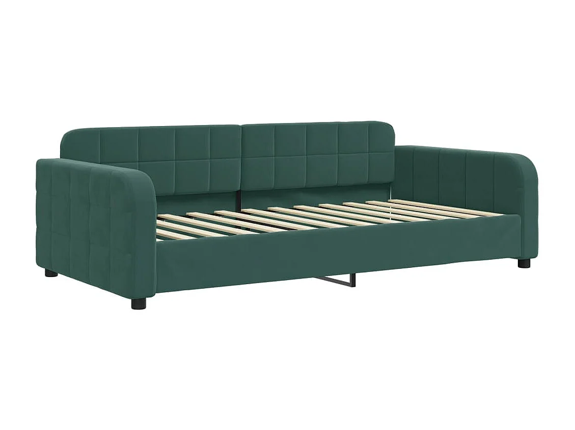 Lit de jour avec matelas vert foncé 90x200 cm velours