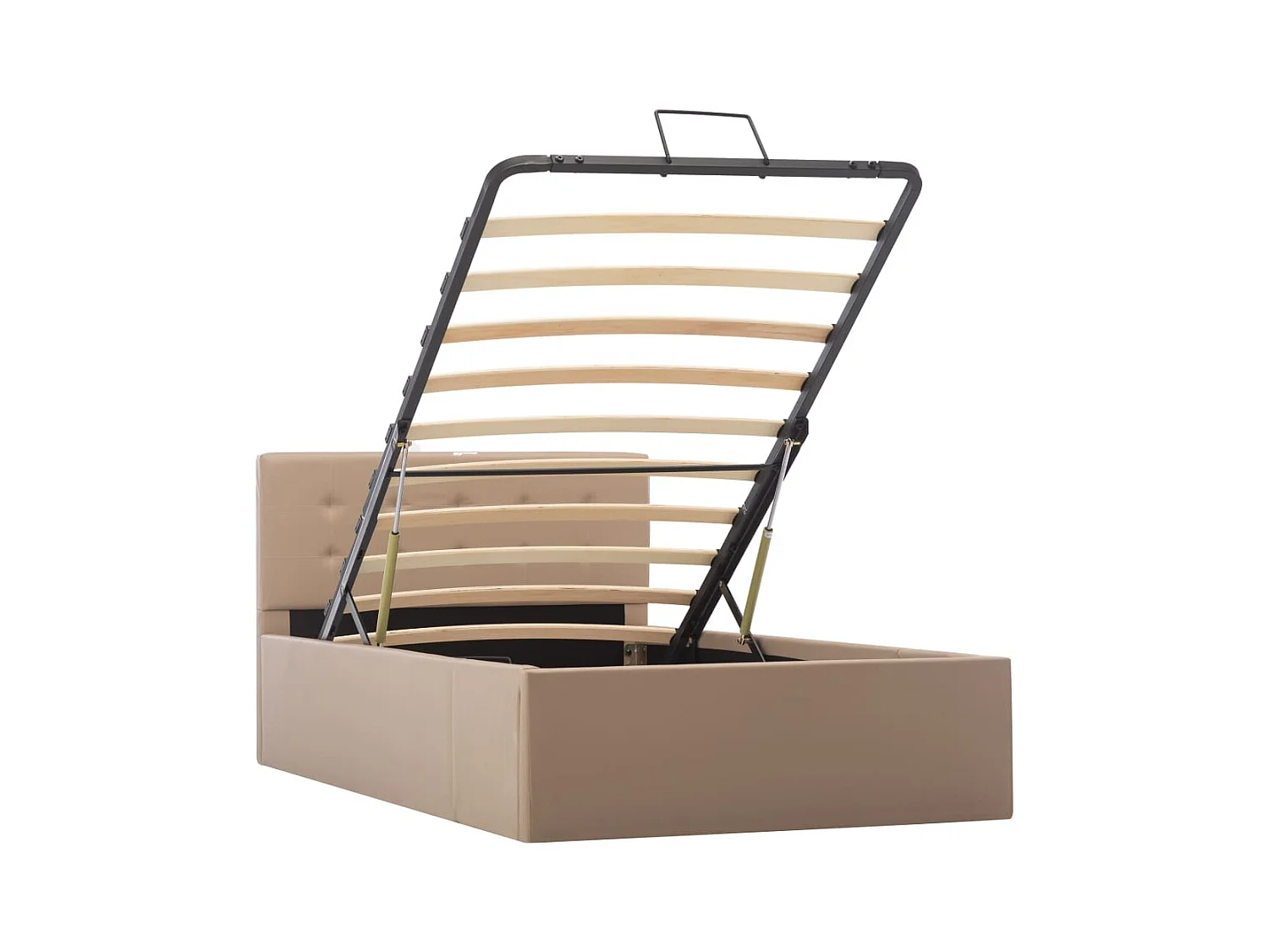 Cappuccino kunstleren opbergbedframe 100x200cm