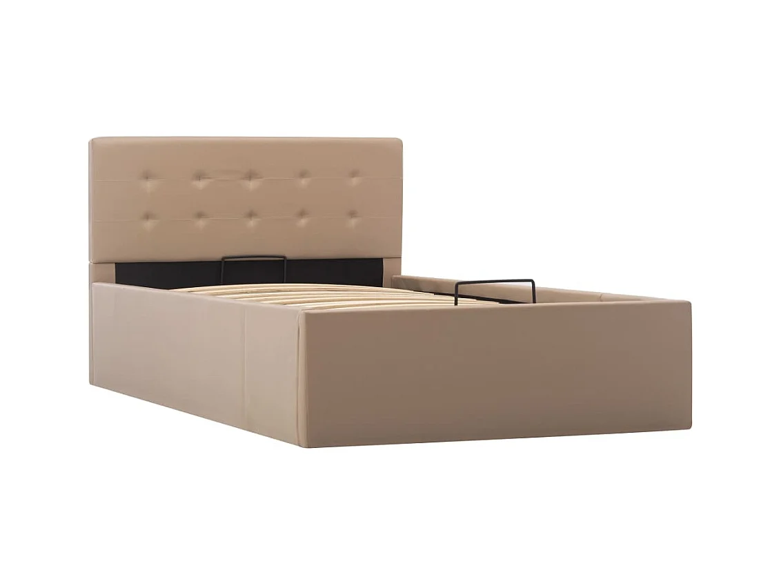 Cappuccino kunstleren opbergbedframe 100x200cm