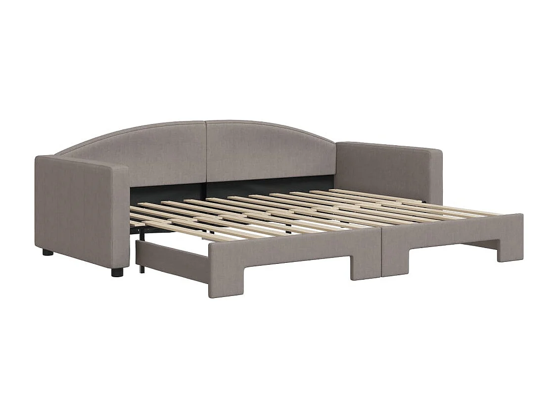 Lit de jour avec gigogne sans matelas taupe 90x200 cm