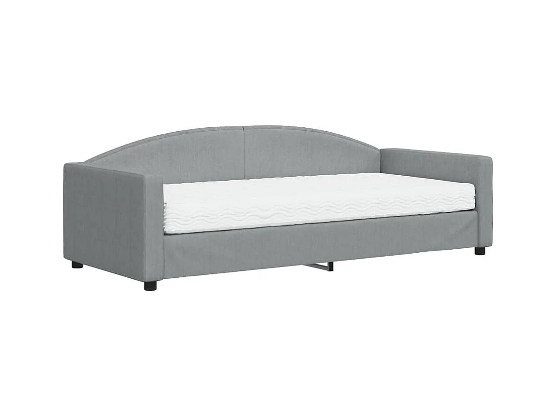 Lit de jour avec matelas gris clair 90x200 cm tissu