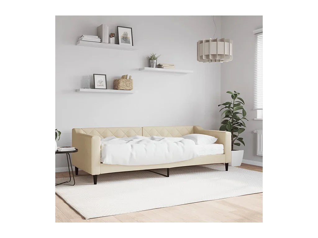 Lit de jour avec matelas crème 80x200 cm tissu