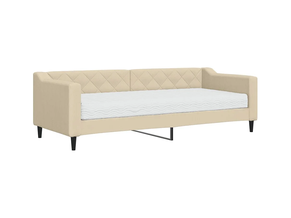 Lit de jour avec matelas crème 80x200 cm tissu