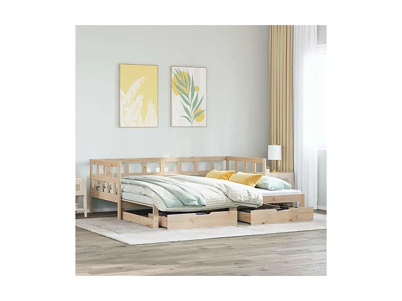 Divano letto con rotelle e cassetti senza materasso 90x200 cm